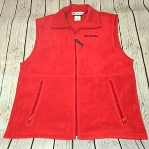 Columbia Mens Medium Red Full Zip Fleece Vest